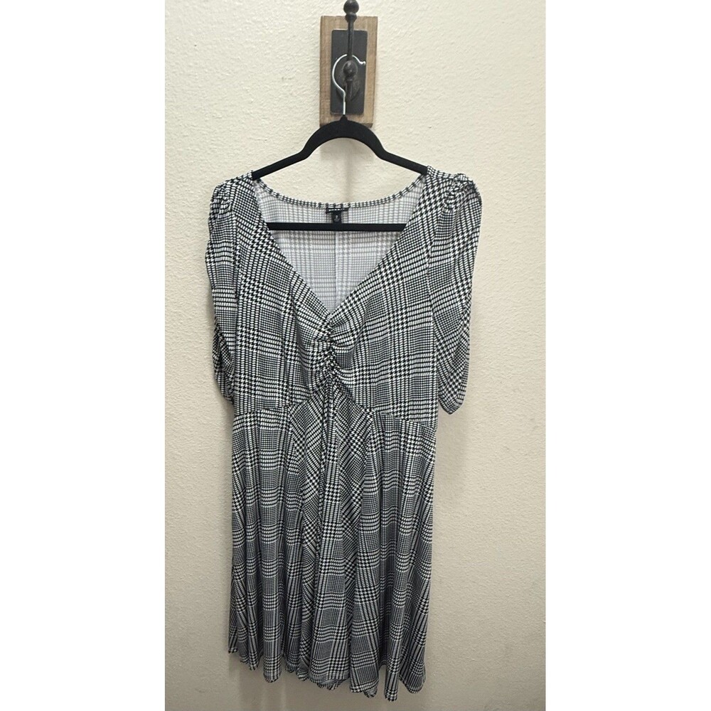 Torrid 2X Plaid Ruched Dress Y2K Coquette Dark Academia Plus Size